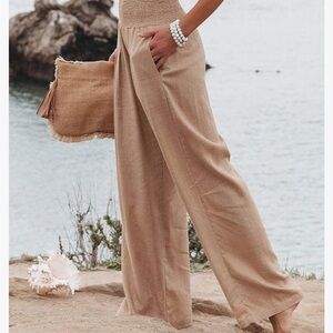 Vici linen wide leg pants with elastic waist